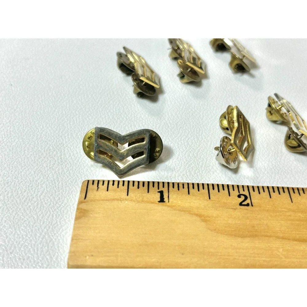 Lot 6 U.S. Military Sergeant Chevron Insignia Brass Metal Pins